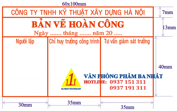 mẫu dấu bản vẽ hoàn công, dấu hoàn công, con dấu hoàn công