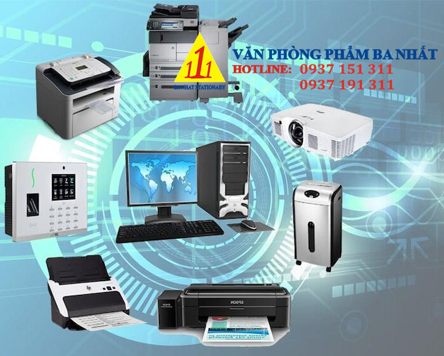 Thiết bị văn phòng, camera giám sát, máy in, máy photocopy, máy chấm công, máy hủy tài liệu, máy quét, máy chiếu, điện thoại cố định