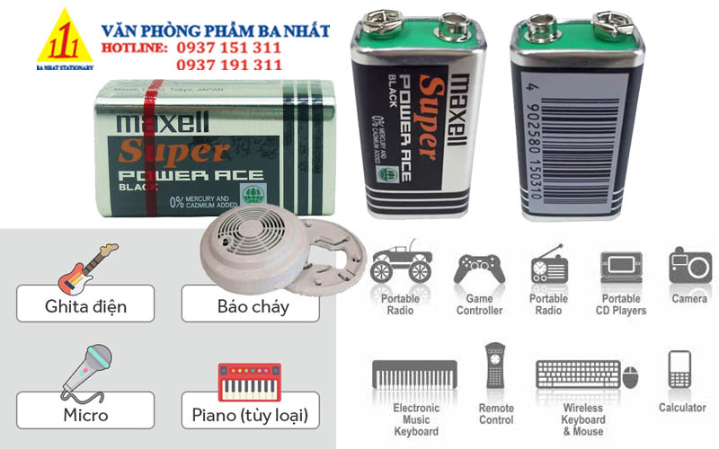 pin 9v, pin vuông 9v maxell