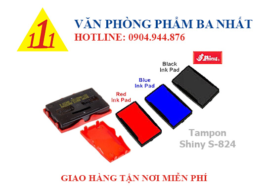 Tampon mộc dấu shiny s-824, khay mực dấu shiny, khay mực shiny S824