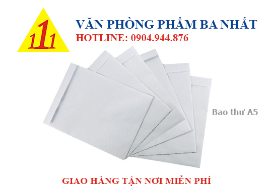 bao thư A5 trắng, bao thư trắng A5, kích thước bao thư A5