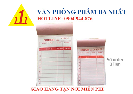 sổ order 2 liên, sổ order, giấy order