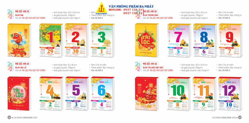 lịch bloc, lịch lốc, in lịch bloc, thiết kế lịch bloc 2022, in lịch bloc 2022 giá rẻ
