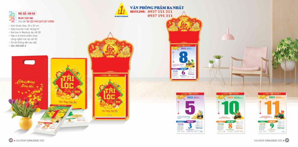 lịch bloc, lịch lốc, in lịch bloc, thiết kế lịch bloc 2022, in lịch bloc 2022 giá rẻ