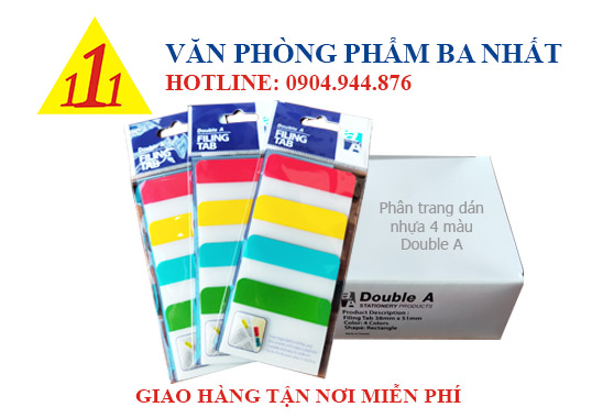 phân trang dán nhựa 4 màu double A, giấy phân trang 4 màu, film phân trang 4 màu