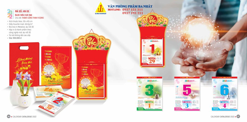 lịch bloc, cuốn lịch bloc, in lịch bloc 2023