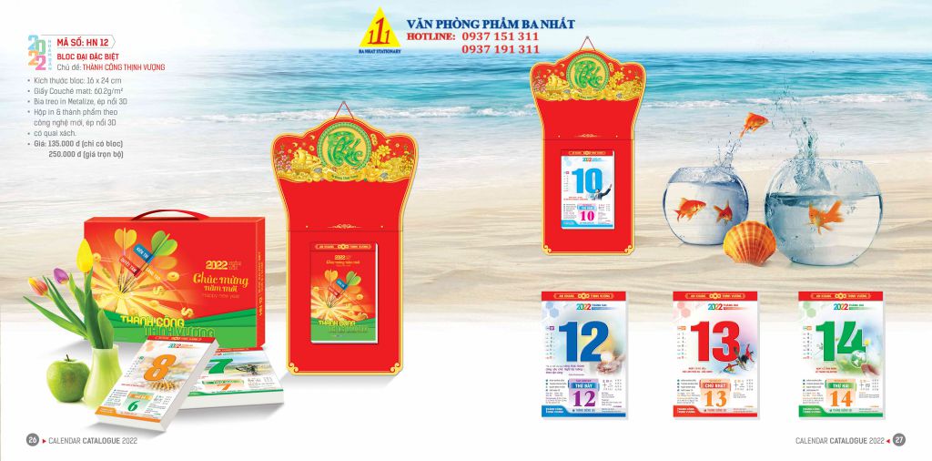 lịch bloc, cuốn lịch bloc, in lịch bloc 2023