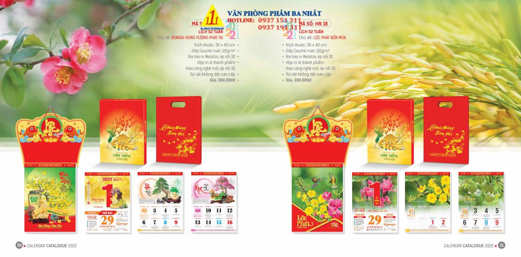 lịch bloc, cuốn lịch bloc, in lịch bloc 2023