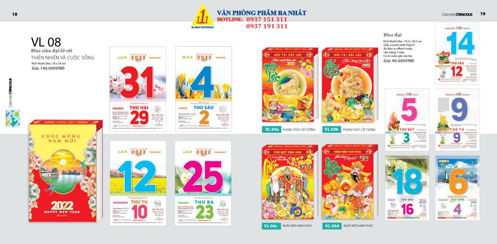 lịch bloc, cuốn lịch bloc, in lịch bloc 2023