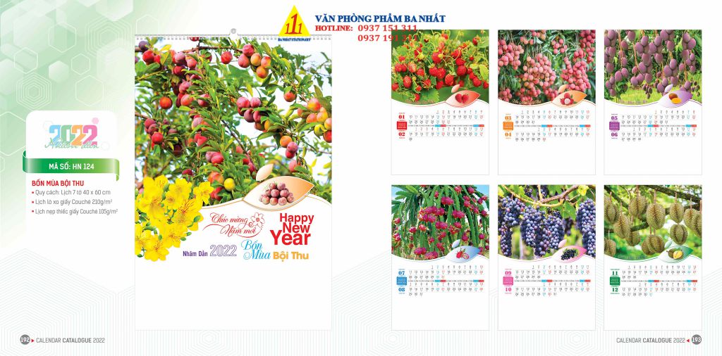 lịch treo tường, lịch tờ, in lịch treo tường giá rẻ