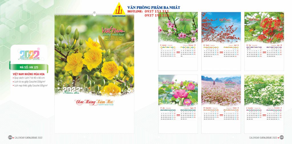 lịch treo tường, lịch tờ, in lịch treo tường giá rẻ